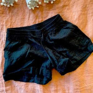 Black linen shorts